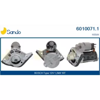 Démarreur SANDO 6010071.1 pour NISSAN MICRA 1.0 - 71cv