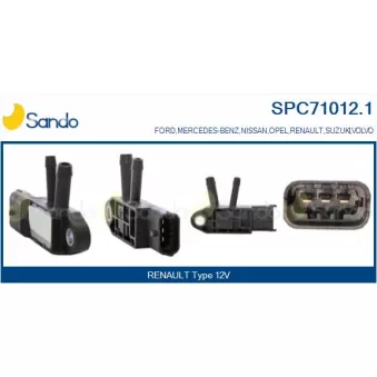 Capteur, pression des gaz échappement SANDO OEM 8200469905