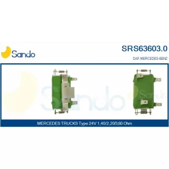 Résistance, pulseur d'air habitacle SANDO SRS63603.0