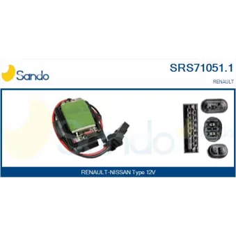 Résistance, pulseur d'air habitacle SANDO OEM 7701067033 Résistance, pulseur d'air habitacle SANDO OEM 7701067033
