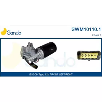 Moteur d'essuie-glace SANDO SWM10110.1 pour RENAULT CLIO 1.5 dCi - 65cv