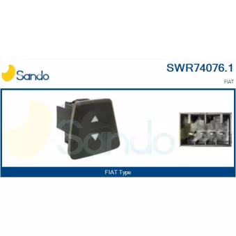 Interrupteur, lève-vitre avant gauche SANDO SWR74076.1 pour FIAT PANDA 1.3 D Multijet 4x4 - 70cv