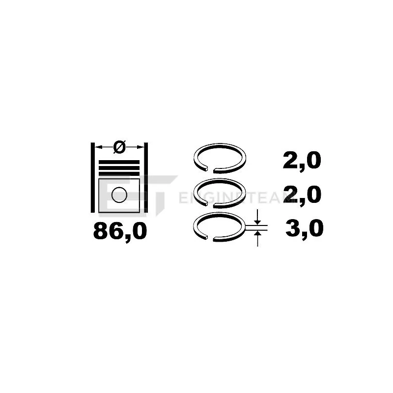 Jeu de segments de pistons ET ENGINETEAM R1002400 - Visuel 1