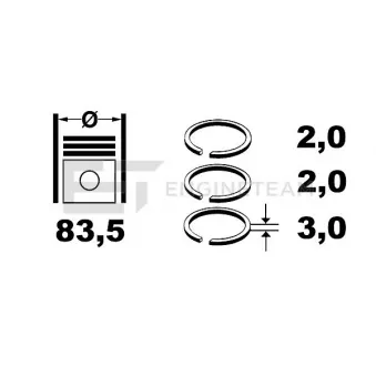 Jeu de segments de pistons ET ENGINETEAM R1002750 pour KIA CERATO 2.0 CRDi - 112cv