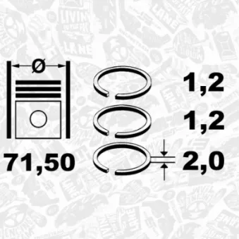 Jeu de segments de pistons ET ENGINETEAM R1010650