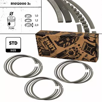Jeu de segments de pistons ET ENGINETEAM R1012000VR1 pour FORD B-MAX 1.0 EcoBoost - 140cv