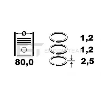 Jeu de segments de pistons ET ENGINETEAM R4000500 pour NISSAN PRIMERA 1.8 - 115cv