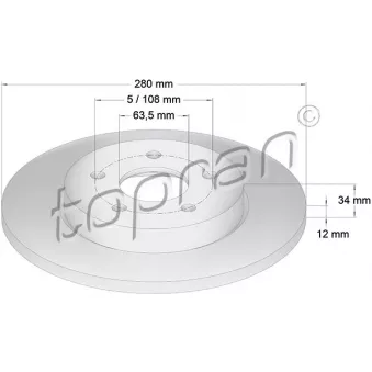 Jeu de 2 disques de frein arrière TOPRAN OEM 4098428