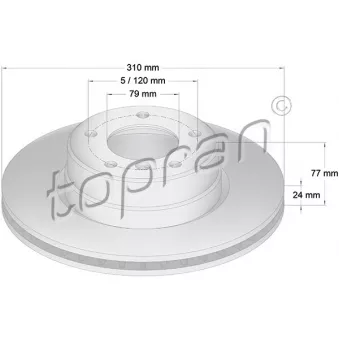 Jeu de 2 disques de frein avant TOPRAN OEM 34116864059