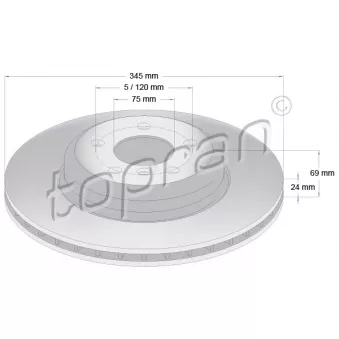 Jeu de 2 disques de frein arrière TOPRAN OEM 34216775289