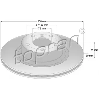 Jeu de 2 disques de frein arrière TOPRAN OEM 34206790362