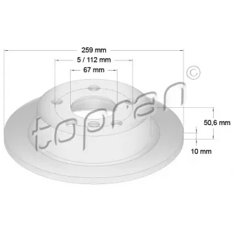 Jeu de 2 disques de frein arrière TOPRAN OEM 6799383