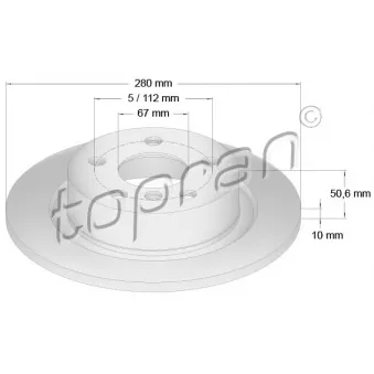 Jeu de 2 disques de frein arrière TOPRAN OEM 6799367