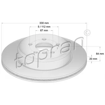 TOPRAN 503 974 - Disque de frein arrière droit