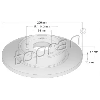 Jeu de 2 disques de frein arrière TOPRAN OEM 432064EA0A