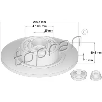 Jeu de 2 disques de frein arrière TOPRAN OEM 7701207898