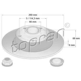 Jeu de 2 disques de frein arrière TOPRAN OEM 432002188R
