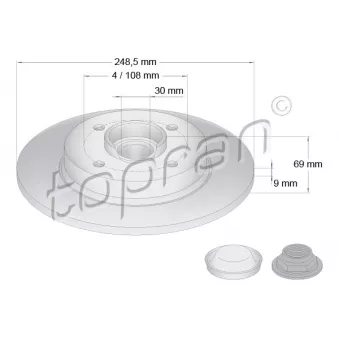 Jeu de 2 disques de frein arrière TOPRAN OEM 424932