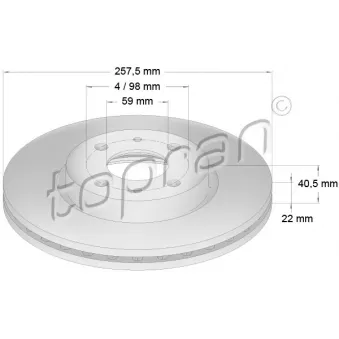 Jeu de 2 disques de frein avant TOPRAN OEM 4249L2