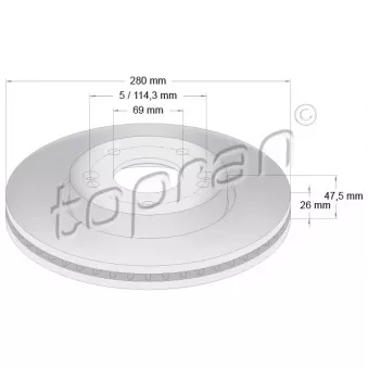 Jeu de 2 disques de frein avant TOPRAN OEM 517121H000