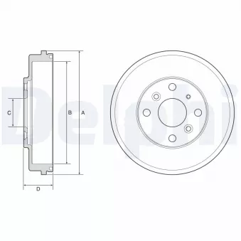 Tambour de frein DELPHI BF649 pour MAZDA 2 1.5 - 75cv