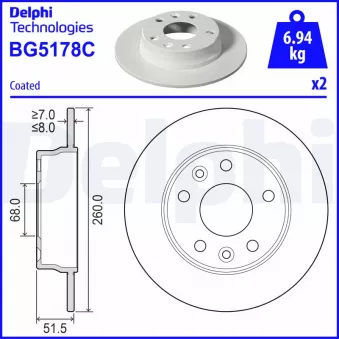 Jeu de 2 disques de frein arrière DELPHI OEM 4320600q1a