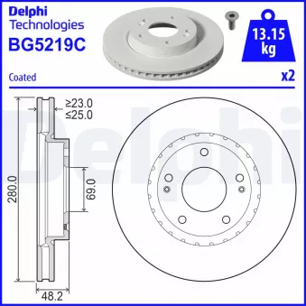 DELPHI BG5219C - Jeu de 2 disques de frein avant