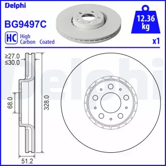 Jeu de 2 disques de frein avant DELPHI OEM 31262489