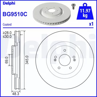 Jeu de 2 disques de frein avant DELPHI BG9510C