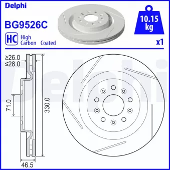 Jeu de 2 disques de frein arrière DELPHI BG9526C