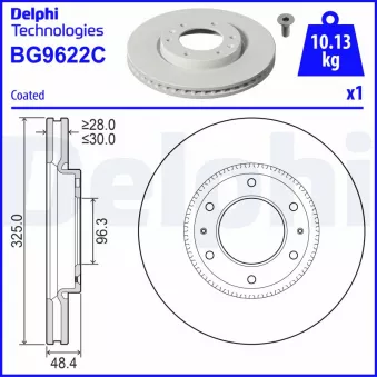 DELPHI BG9622C - Jeu de 2 disques de frein avant