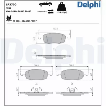 Jeu de 4 plaquettes de frein avant DELPHI OEM 04465K0000