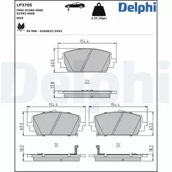 Jeu de 4 plaquettes de frein avant DELPHI OEM 58101P2A00