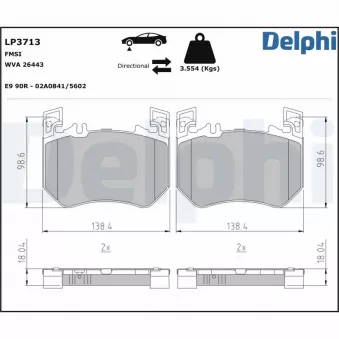 Jeu de 4 plaquettes de frein avant DELPHI LP3713
