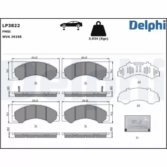 DELPHI LP3822 - Jeu de 4 plaquettes de frein avant