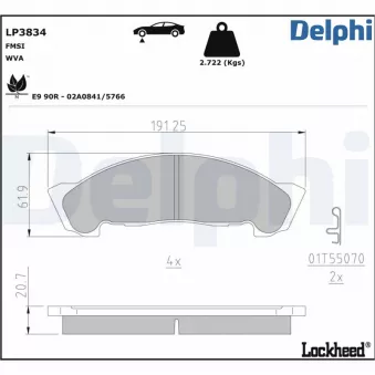 Jeu de 4 plaquettes de frein avant DELPHI LP3834