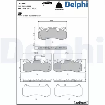 Jeu de 4 plaquettes de frein avant DELPHI OEM 673005715