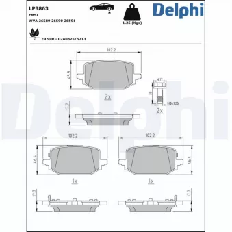 Jeu de 4 plaquettes de frein arrière DELPHI [LP3863]