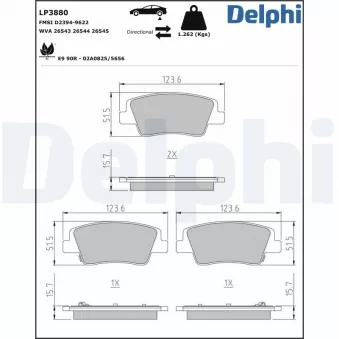 Jeu de 4 plaquettes de frein arrière DELPHI OEM 58302DOA50