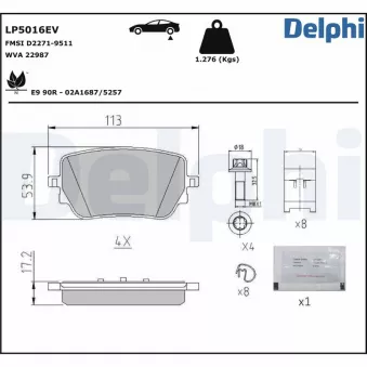 Jeu de 4 plaquettes de frein arrière DELPHI OEM 0004201706