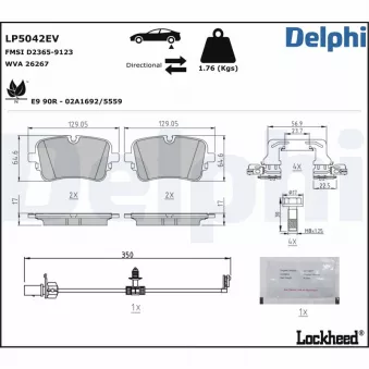 Jeu de 4 plaquettes de frein arrière DELPHI OEM 4KE698451B