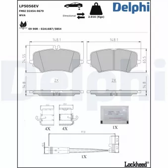 Jeu de 4 plaquettes de frein arrière DELPHI OEM A0004200606
