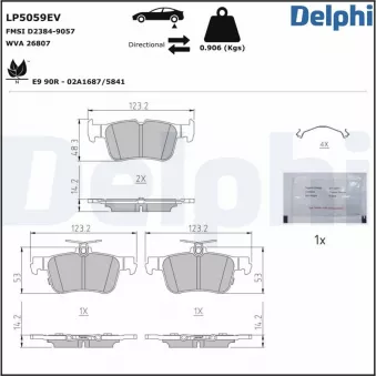 Jeu de 4 plaquettes de frein arrière DELPHI OEM 2478915