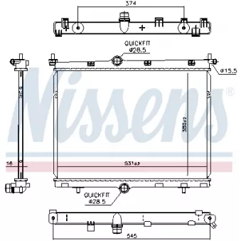 Radiateur, refroidissement du moteur NISSENS 607030