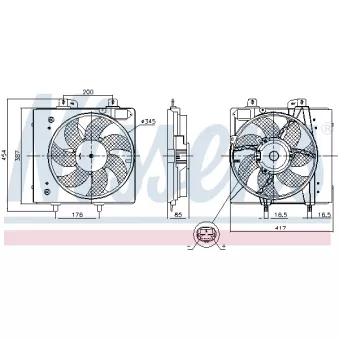 Ventilateur, refroidissement du moteur NISSENS 850087 pour MITSUBISHI LANCER 1.2 VTi 82 - 82cv