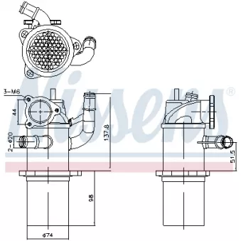 Radiateur, réaspiration des gaz d'échappement NISSENS OEM 04l131512ax