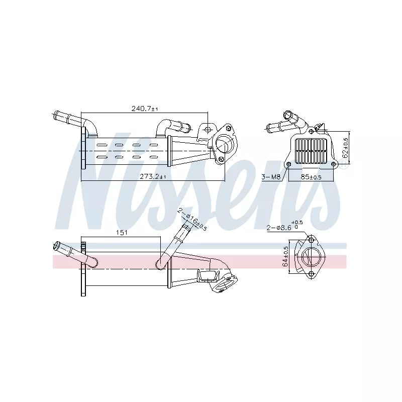 Radiateur, réaspiration des gaz d'échappement NISSENS 989451 - Visuel 1