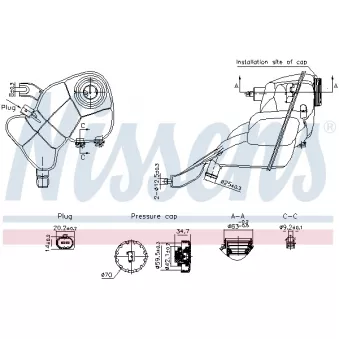 Vase d'expansion, liquide de refroidissement NISSENS OEM 2215000349