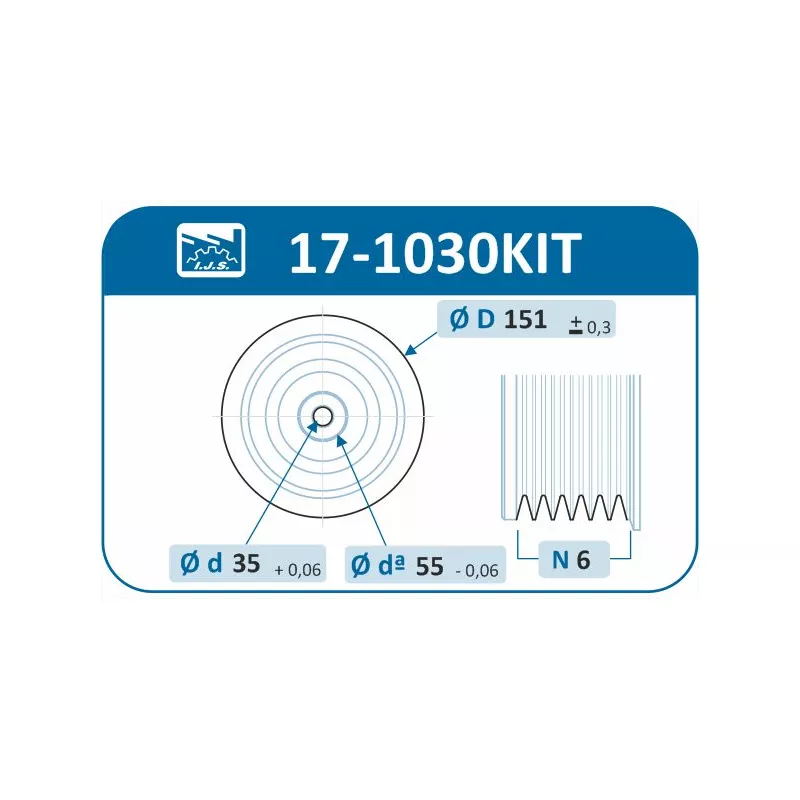 Kit de poulies, vilebrequin IJS GROUP 17-1030KIT - Visuel 1