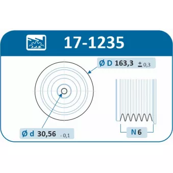 Poulie, vilebrequin IJS GROUP 17-1235 pour OPEL ASTRA 1.9 CDTI - 120cv